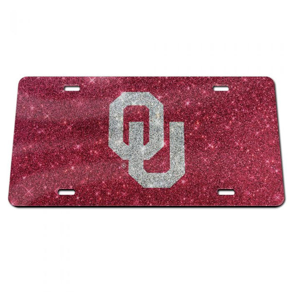 Oklahoma Sooners GLITTER Specialty Acrylic License Plate - RED