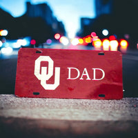 Red/Silver OU Dad License Plate