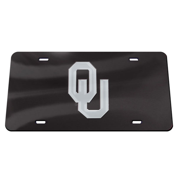 Oklahoma Sooners OU SILVER BKGD BLACK Acrylic Classic License Plates